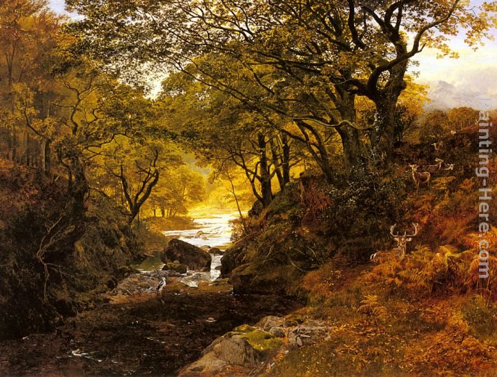 George Vicat Cole Deer In A Woodland Glade